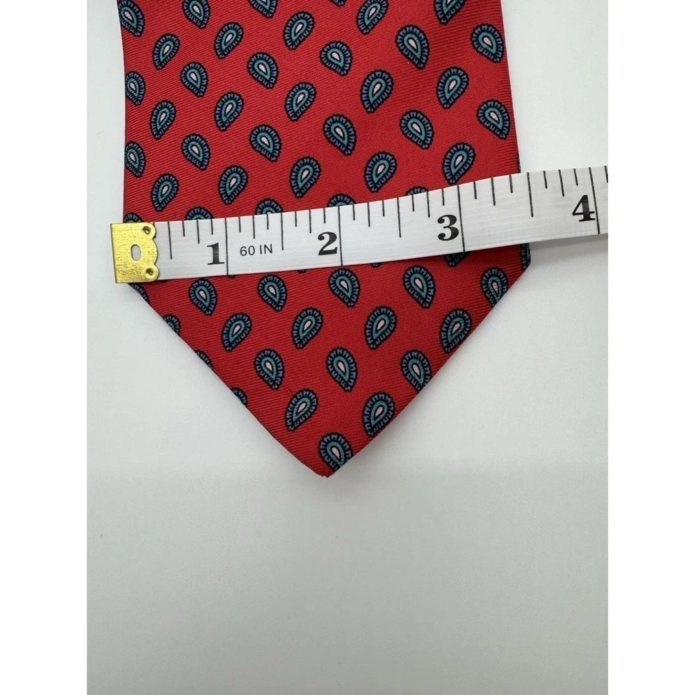 Briar‎ Handmade Red Silk Tie Paisley Pattern Made in USA Classic Mens Necktie